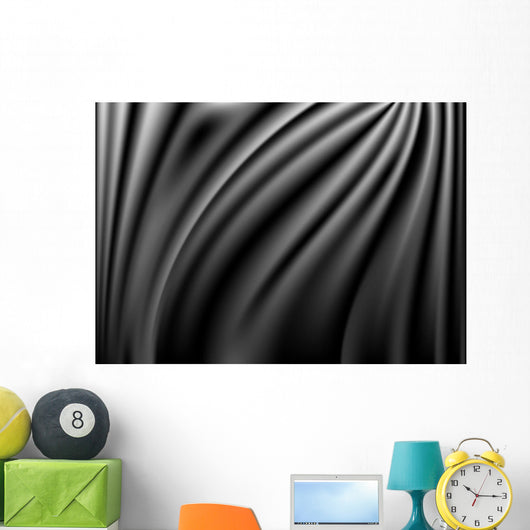 Black Abstract Satin Curtain