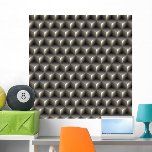 Seamless 3D Cubes Texture Wall Decal