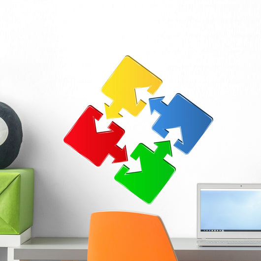 Vector puzzle pieces with arrows Wall Decal