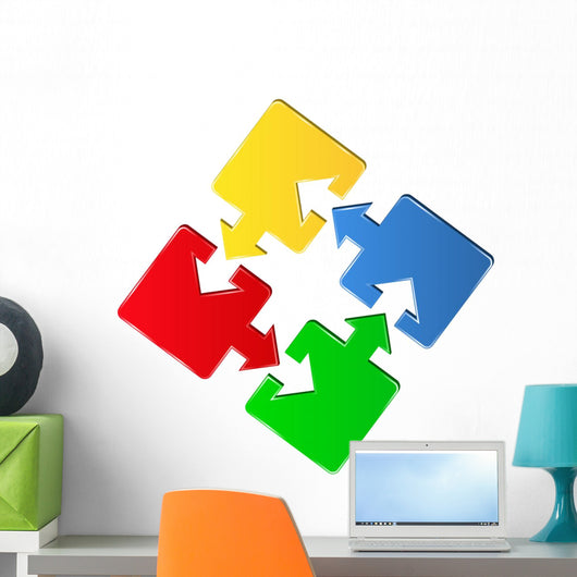 Vector puzzle pieces with arrows Wall Decal