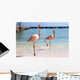Flamingos on Beach Wall Mural