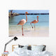Flamingos on Beach Wall Mural