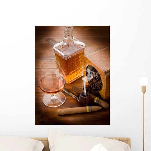 Smoking Pipe Tobacco Cuban Cigar and Liquor Wall Mural