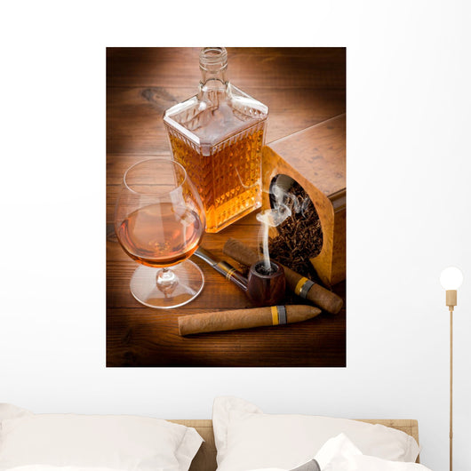 Smoking Pipe Tobacco Cuban Cigar and Liquor Wall Mural