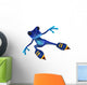 Rollerblading Blue Frog Wall Decal