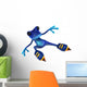 Rollerblading Blue Frog Wall Decal