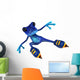 Rollerblading Blue Frog Wall Decal