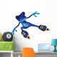 Rollerblading Blue Frog Wall Decal