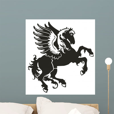 Horse with Wings Form Wall Decal shown on a wall
