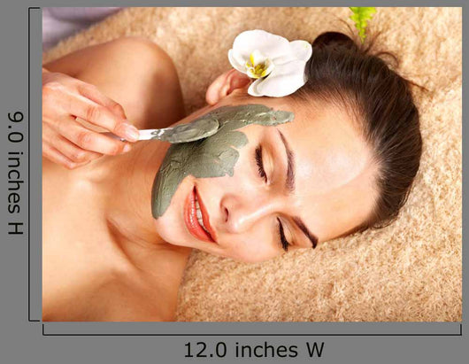 Young woman  having clay body mask. Wall Mural