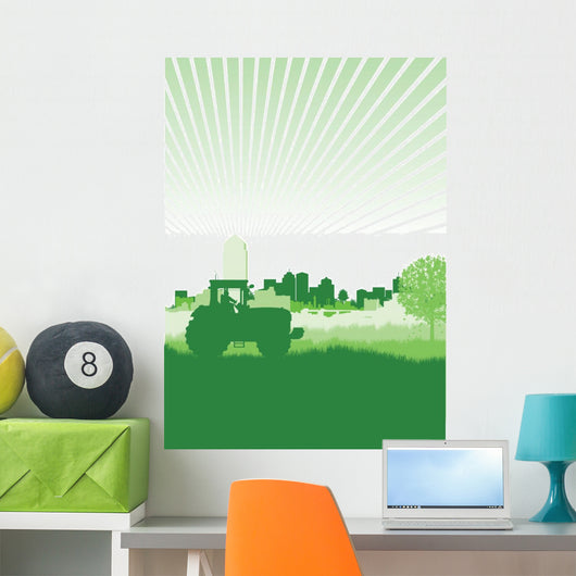 Tractor Field Front Cityscape