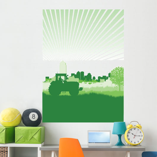 Tractor Field Front Cityscape
