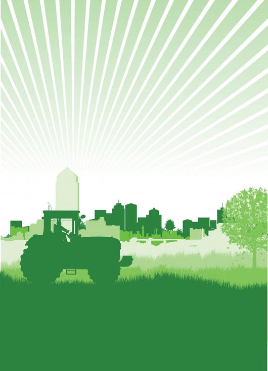 Tractor Field Front Cityscape