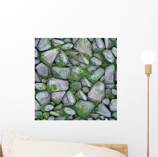 Seamless Stones Texture Vector Illustration (Mossy) Wall Decal