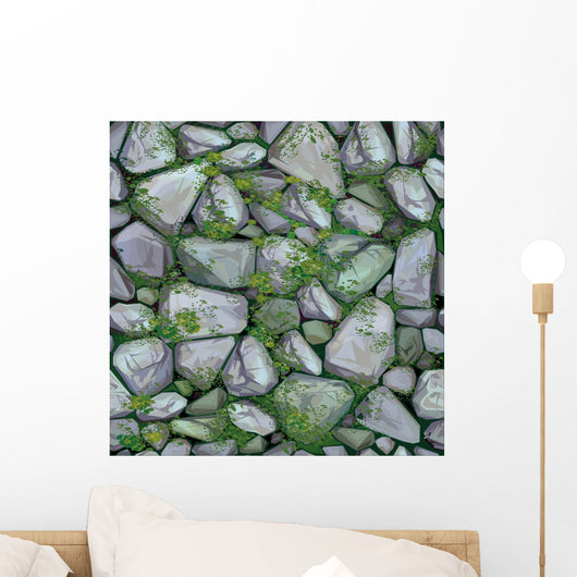 Seamless Stones Texture Vector Illustration (Mossy) Wall Decal