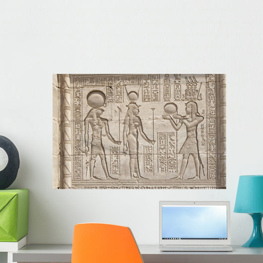 Hieroglypic Carvings on an Egyptian Temple Wall Mural