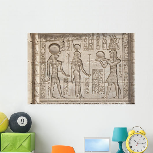 Hieroglypic Carvings on an Egyptian Temple Wall Mural