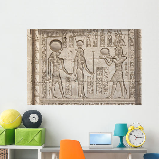 Hieroglypic Carvings on an Egyptian Temple Wall Mural
