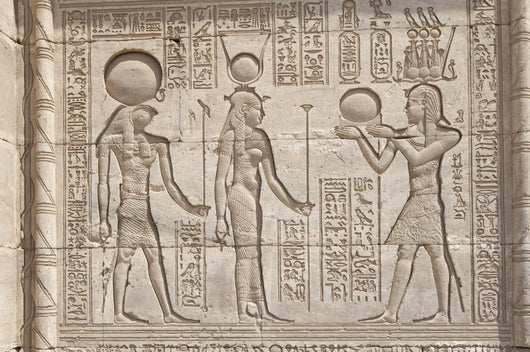 Hieroglypic Carvings on an Egyptian Temple Wall Mural