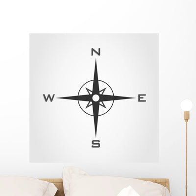 True North Compass Wall Decal shown on a wall