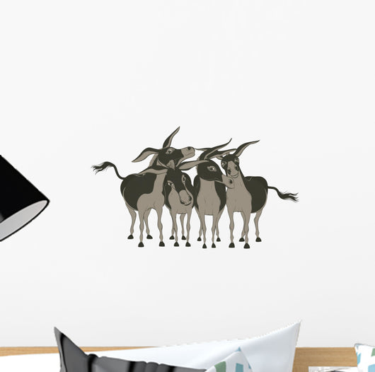 Group of Cheerful Donkeys over White Wall Decal