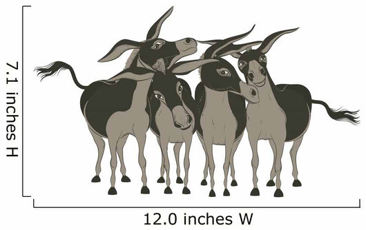 Group of Cheerful Donkeys over White Wall Decal