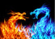 Blue and Red Fire Dragons Wall Mural