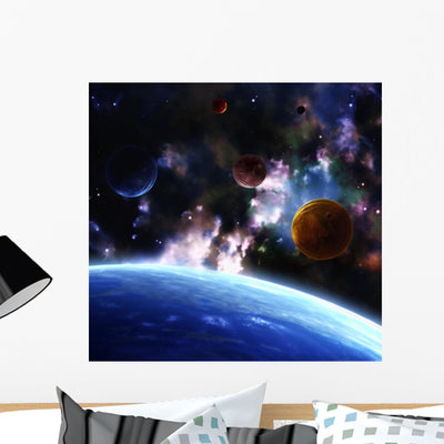 Space Wall Mural shown on a wall