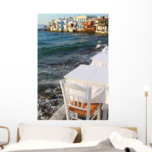 Small tavern in Small Venice of Mykonos island Wall Mural