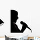 Young girl with microphone Wall Decal