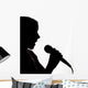 Young girl with microphone Wall Decal