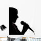 Young girl with microphone Wall Decal