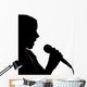 Young girl with microphone Wall Decal