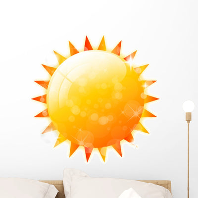 Sparkling Orange Sun Wall Decal shown on a wall
