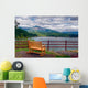 Bench Overlooking Columbia River Wall Mural
