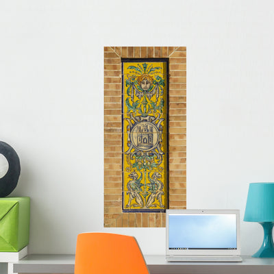 Especially Majolica Square Spain Wall Mural shown on a wall