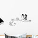 Outlined Stork Delivering A Newborn Baby Boy Wall Decal