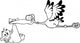 Outlined Stork Delivering A Newborn Baby Boy Wall Decal