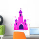 Pink Princess cartoon castle isolated on white.. Wall Decal