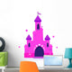 Pink Princess cartoon castle isolated on white.. Wall Decal