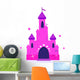 Pink Princess cartoon castle isolated on white.. Wall Decal