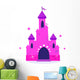 Pink Princess cartoon castle isolated on white.. Wall Decal