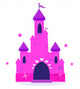 Pink Princess cartoon castle isolated on white.. Wall Decal