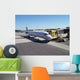 a number of airline aeroplanes at a busy airport Wall Mural
