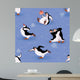 Penguins skating seamless pattern Wall Mural