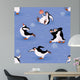 Penguins skating seamless pattern Wall Mural