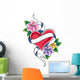 Heart and Flower Tattoo Wall Mural