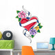 Heart and Flower Tattoo Wall Mural