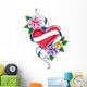 Heart and Flower Tattoo Wall Mural