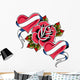 Heart and Rose Ribbon Wall Mural